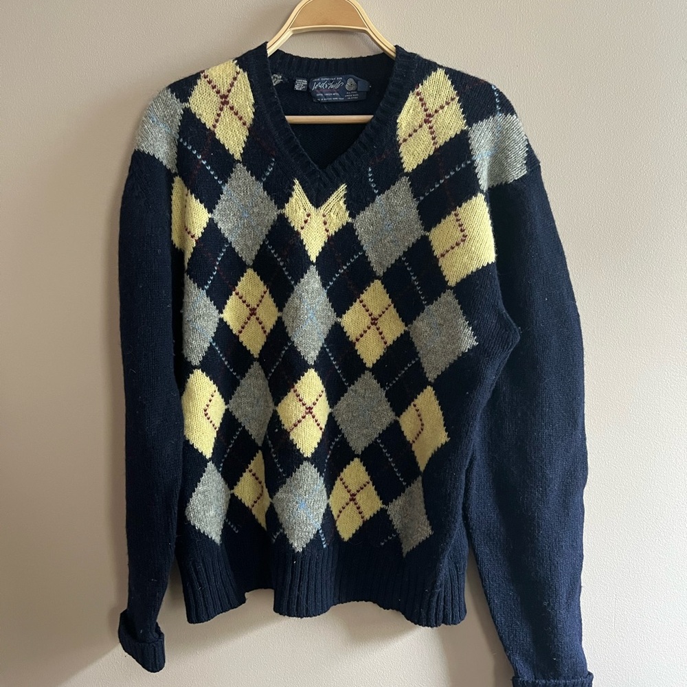 Vintage Lord & Taylor Argyle Wool Sweater